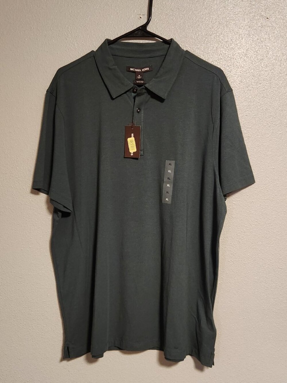 NWT Michael Kors XL MK Collar Polo Forest Green Pima Cotton Performance Golf NEW
